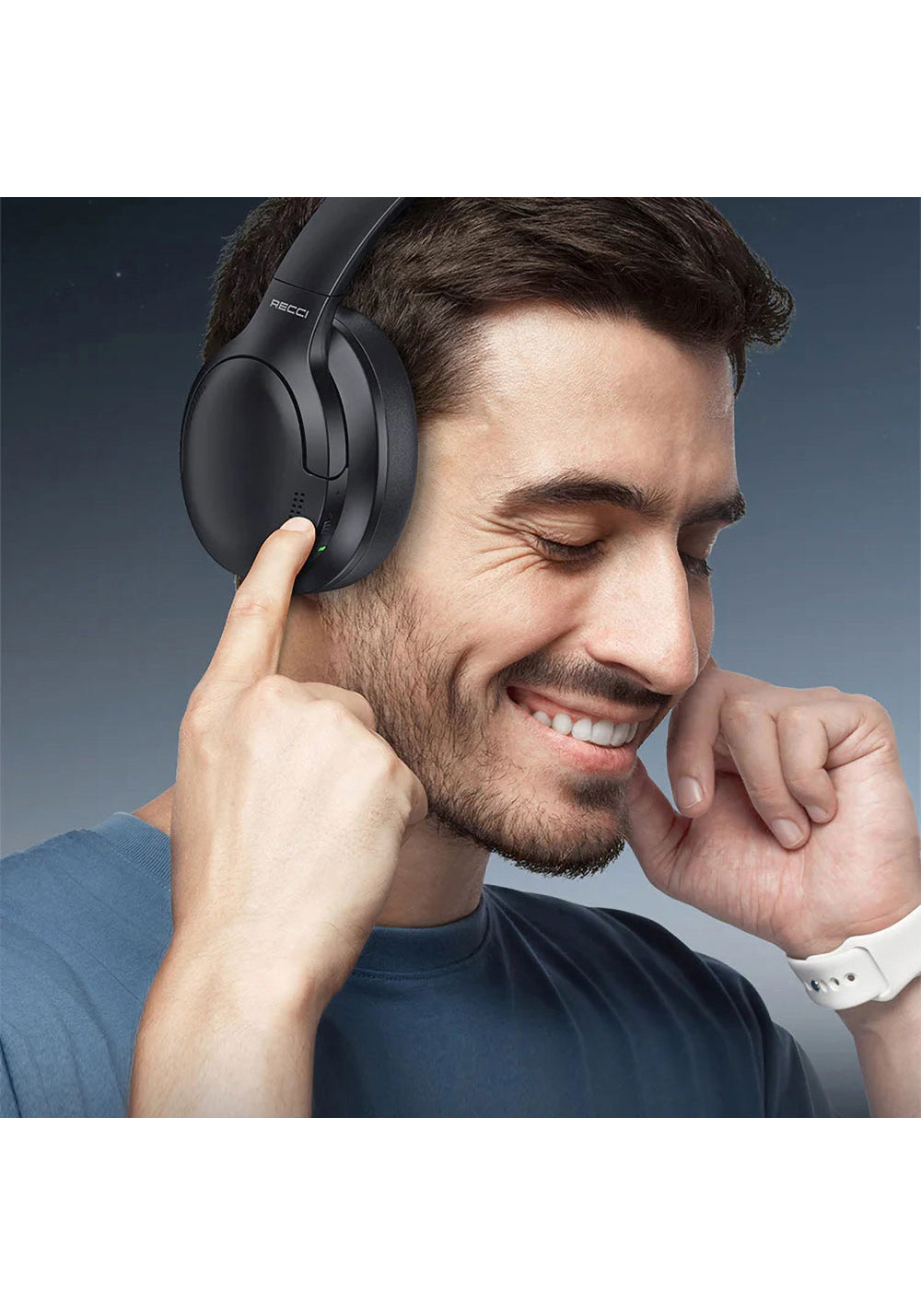 Recci REP-W59 Baron ANC FM Destekli Ayarlanabilir Kulak Üstü Bluetooth Kulaklık