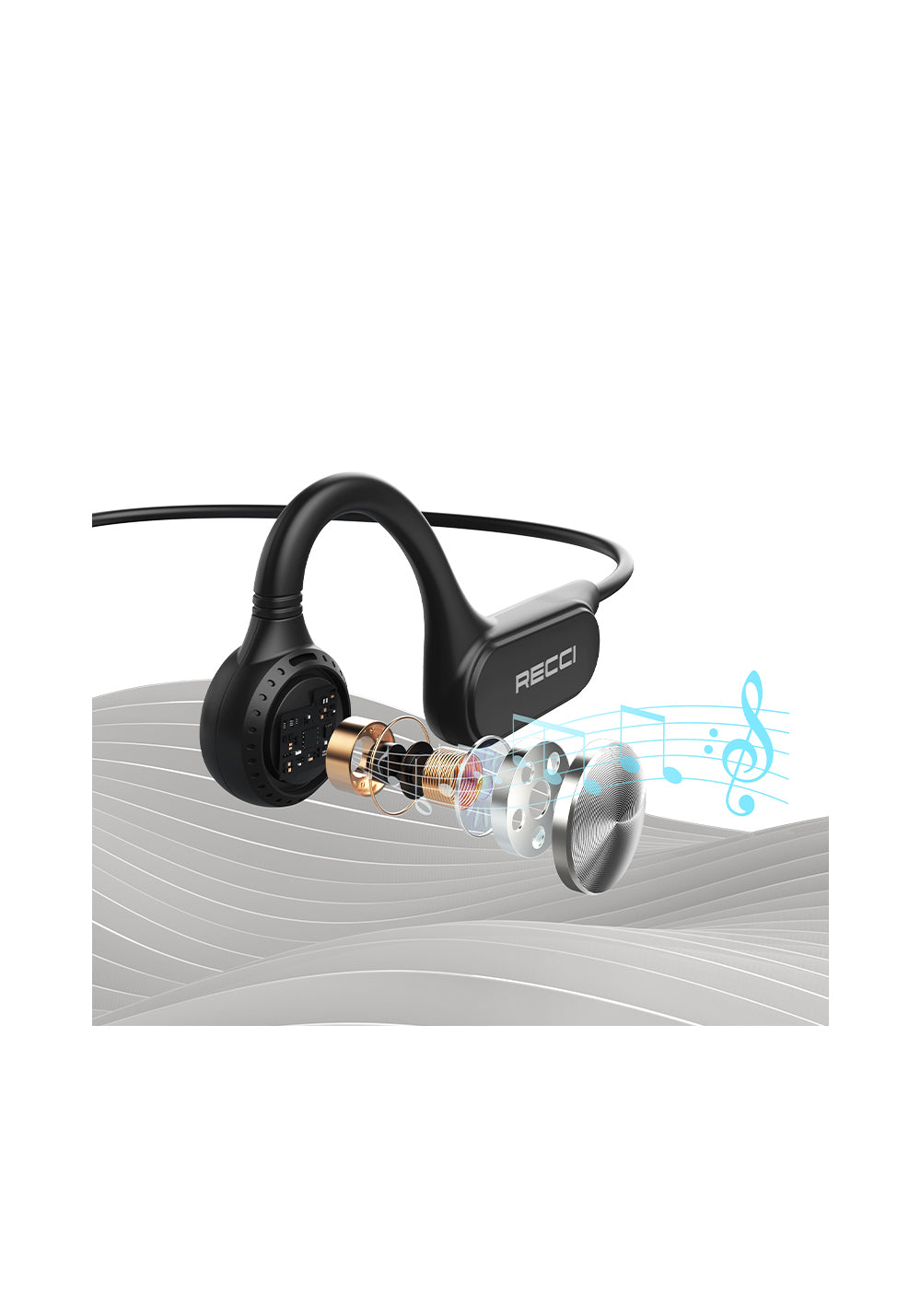 Recci REP-W61 Vogue Hi-Fi HD Ses Kaliteli Kemik İletimi Kulak Üstü Bluetooth Kulaklık
