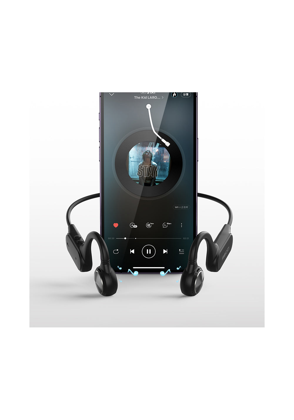 Recci REP-W61 Vogue Hi-Fi HD Ses Kaliteli Kemik İletimi Kulak Üstü Bluetooth Kulaklık