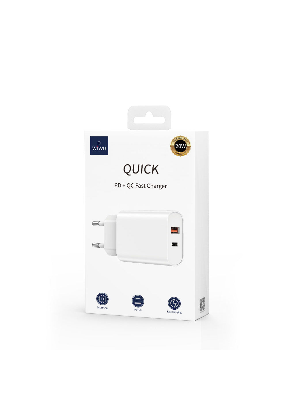 Wiwu Wi-U002 Quick Type-C PD & USB-A QC Hızlı Şarj Başlığı 20W