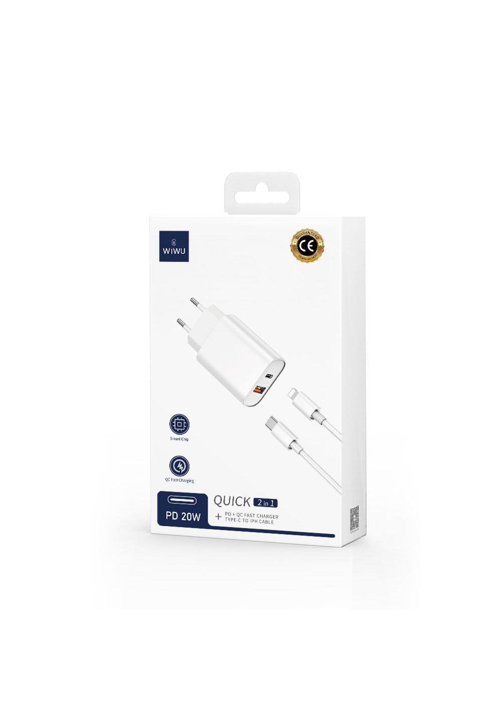 Wiwu Wi-U002 Quick Hızlı Şarj Başlığı Type-C to Lightning PD 20W Kablolu Şarj Seti