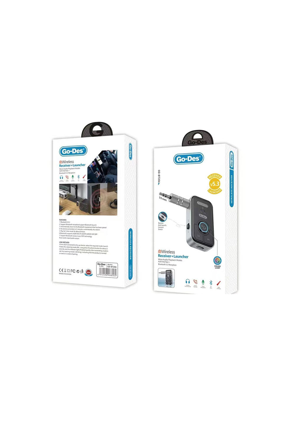 Go Des GD-BT206 Kablosuz Ses Alıcı Aux Girişli Bluetooth 5.3 Adaptör