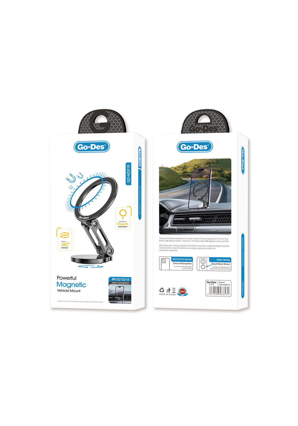 Go Des GD-HD919 360 Derece Dönebilen Magnetik Stand - Araç Telefon Tutucu