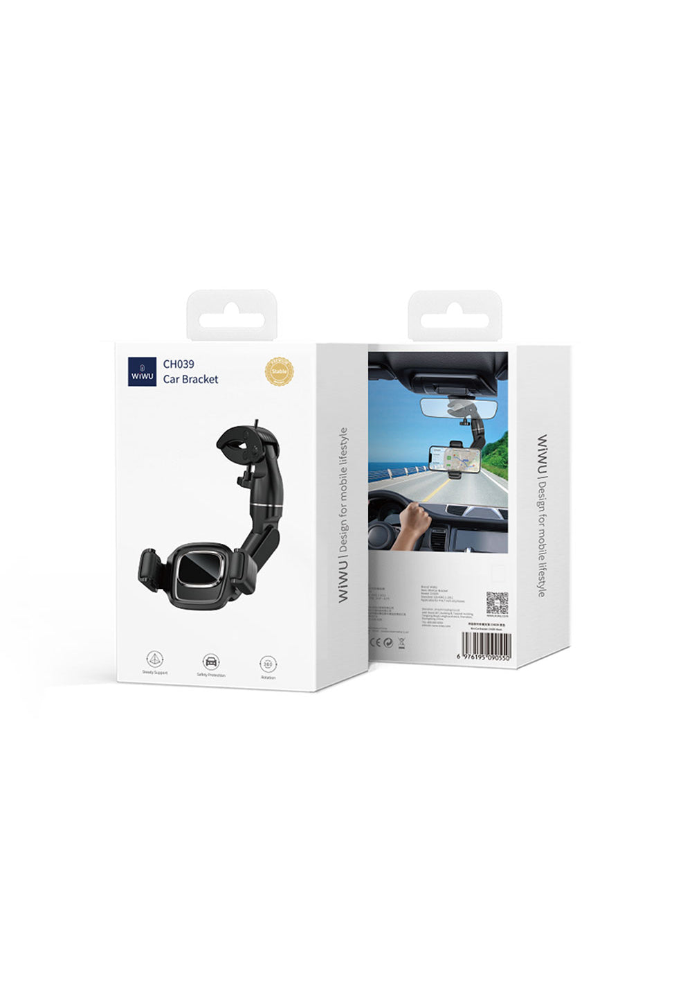 Wiwu CH039 Araç İçi Dikiz Aynası 360 Derece Dönebilen Oynar Başlıklı Telefon Tutucu