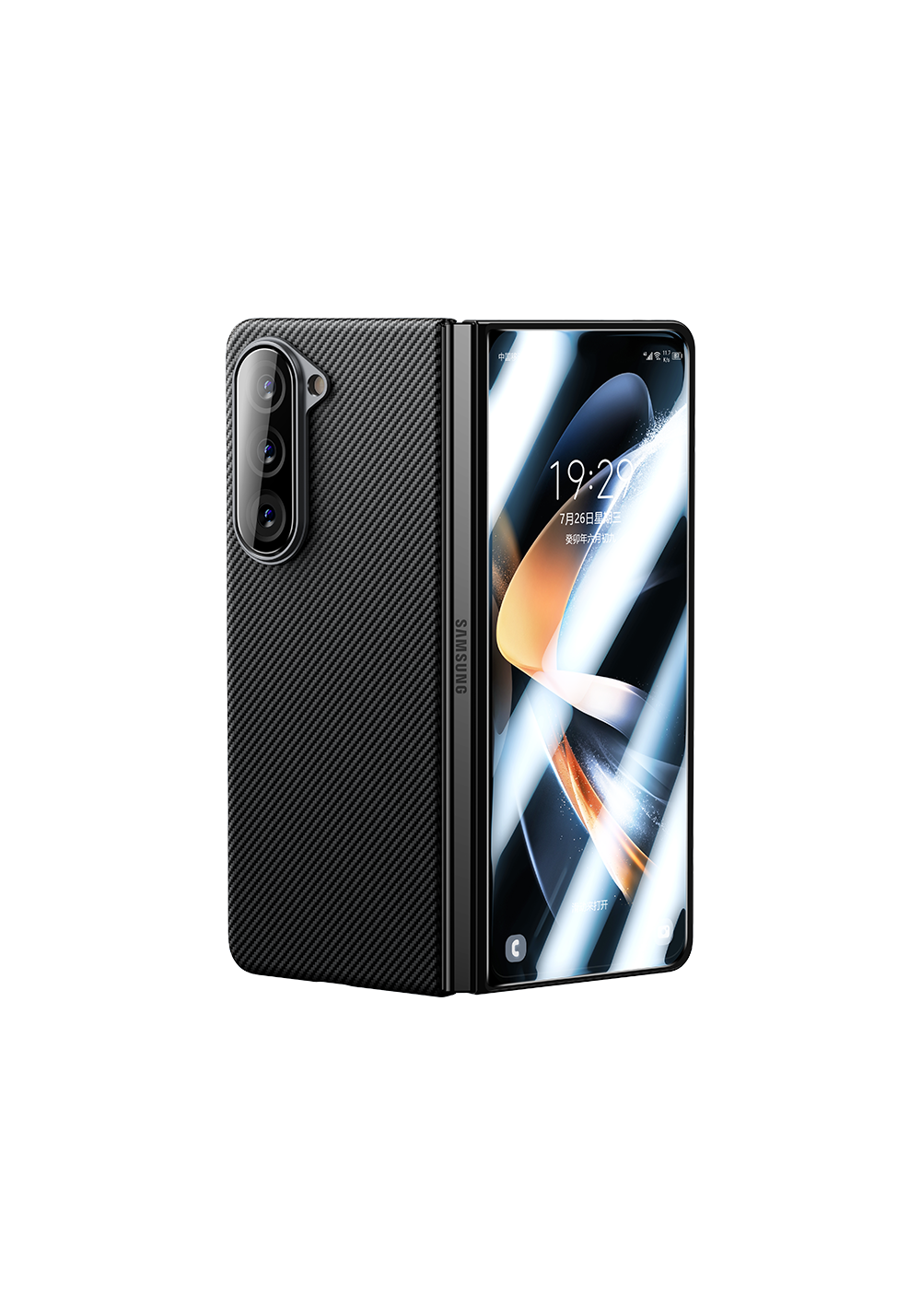 Benks Galaxy Z Fold 5 Combo Üçlü Aksesuar Seti (600D Kevlar Karbon + Corning Ekran Koruyucu + Kamera Lens Koruyucu)