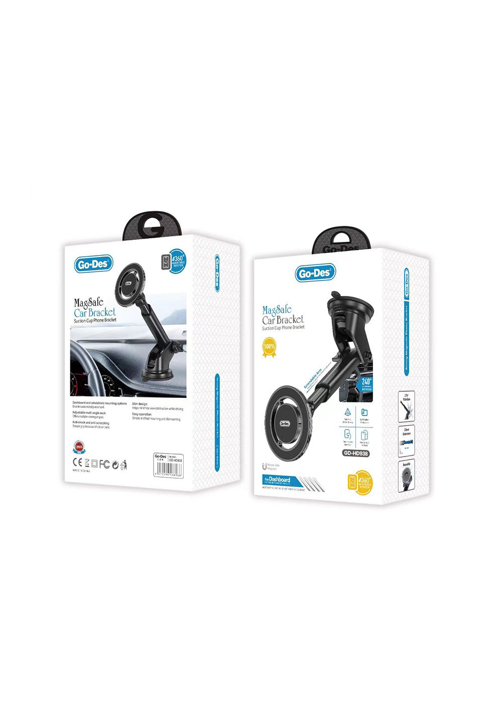 Go Des GD-HD938 Teleskopik Tasarım 360 Derece Dönebilen Magnetik Araç Telefon Tutucu