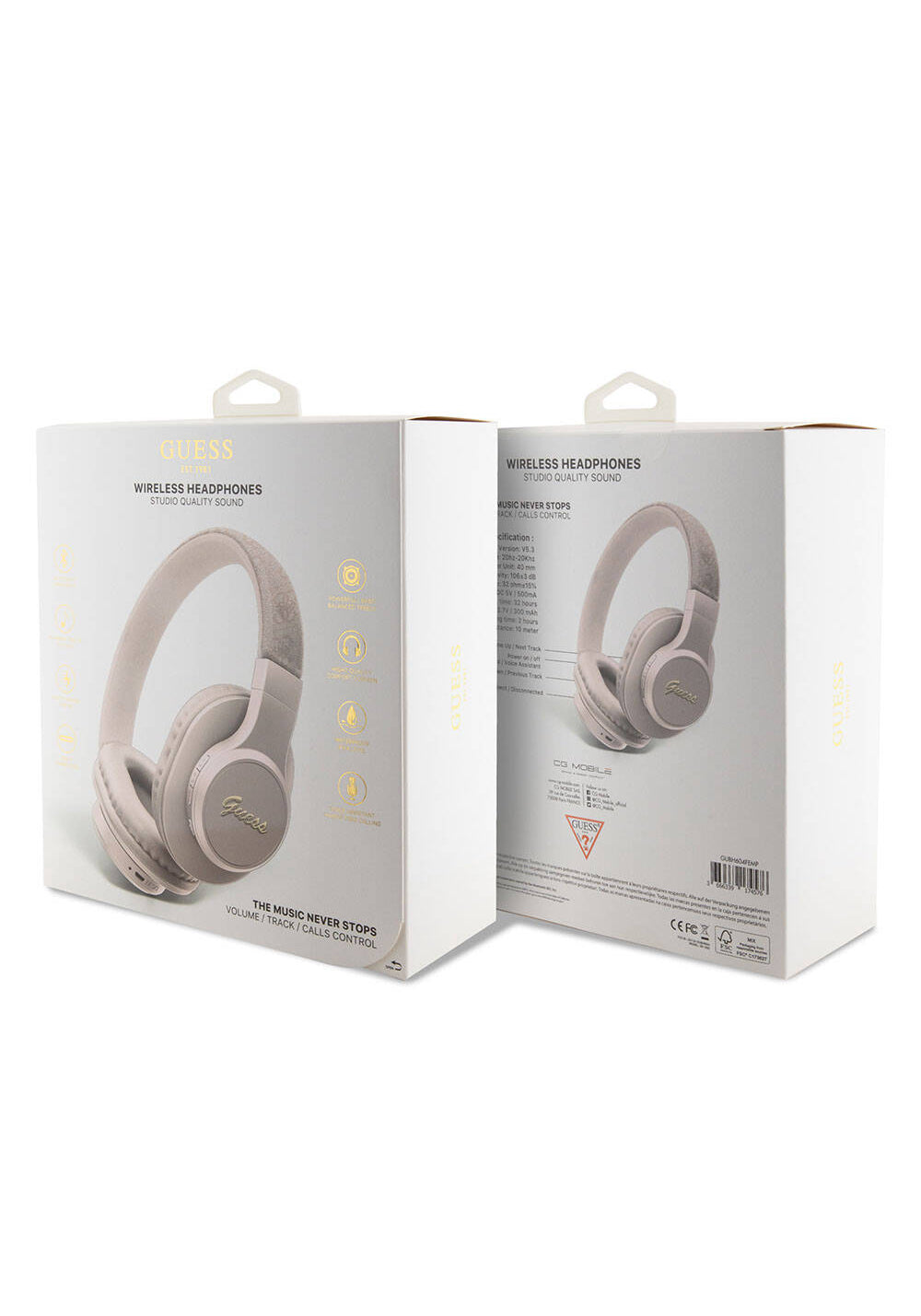 Guess Script Gold Metal Yazı Logolu 4G Desenli Bluetooth Kulaklık