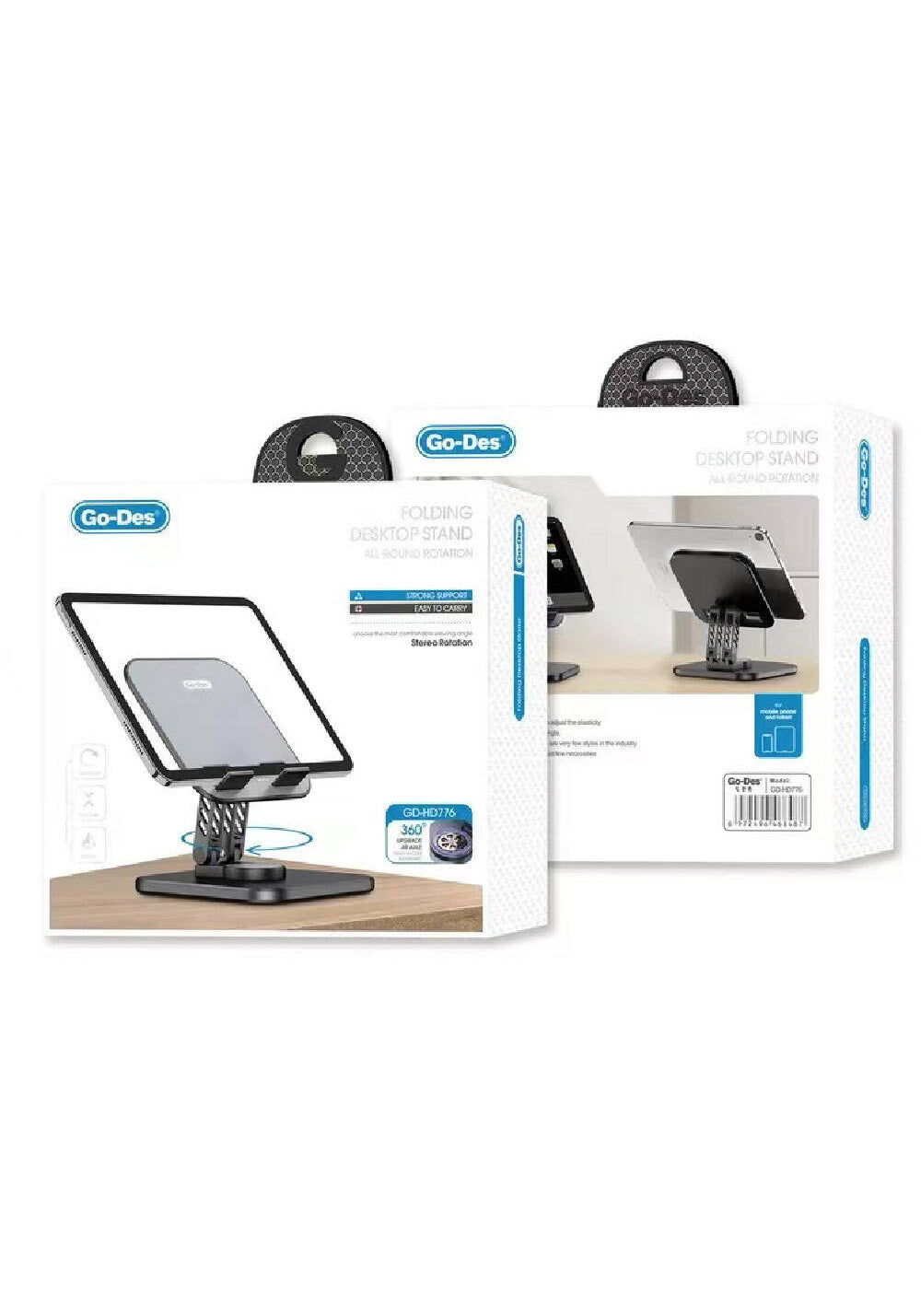 Go Des GD-HD776 Taşınabilir Katlanabilir 360 Dönebilen Metal Telefon ve Tablet Standı