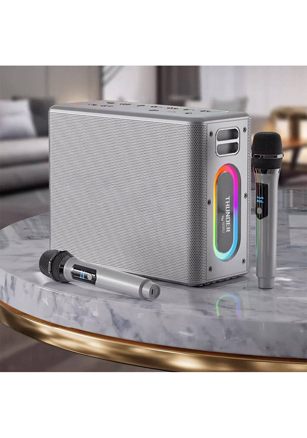 Wiwu P19 Thunder Bluetooth Speaker Hoparlör ve Karaoke Bluetooth Çift Mikrofon