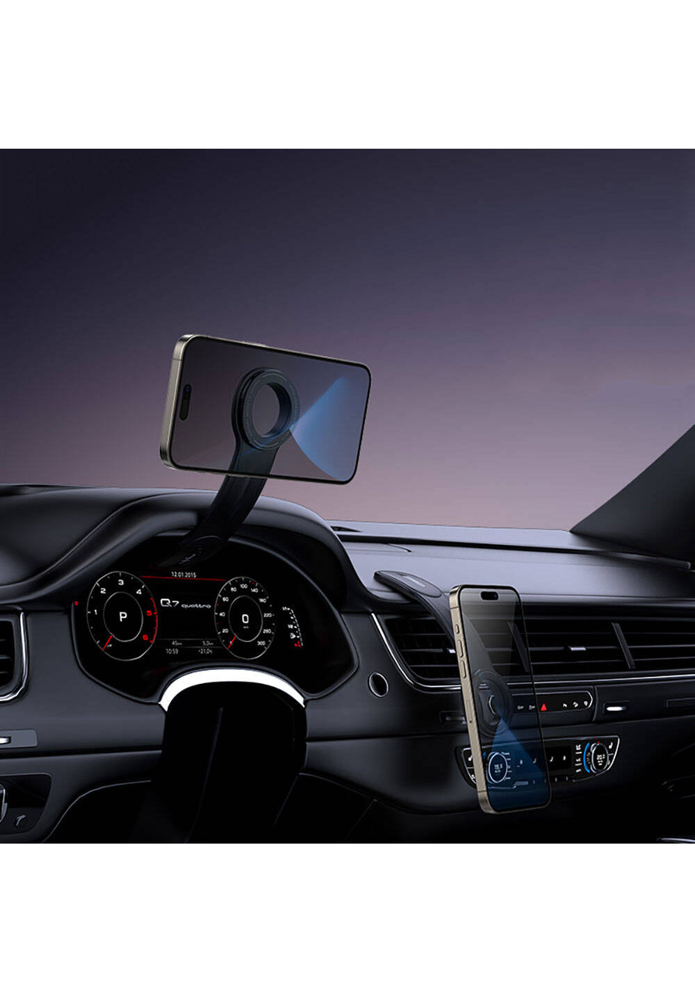 Recci RHO-C40 Magnetik M-safe Uyumlu Bükülebilen Eğimli ve Düz Zemin Araç Telefon Tutucu