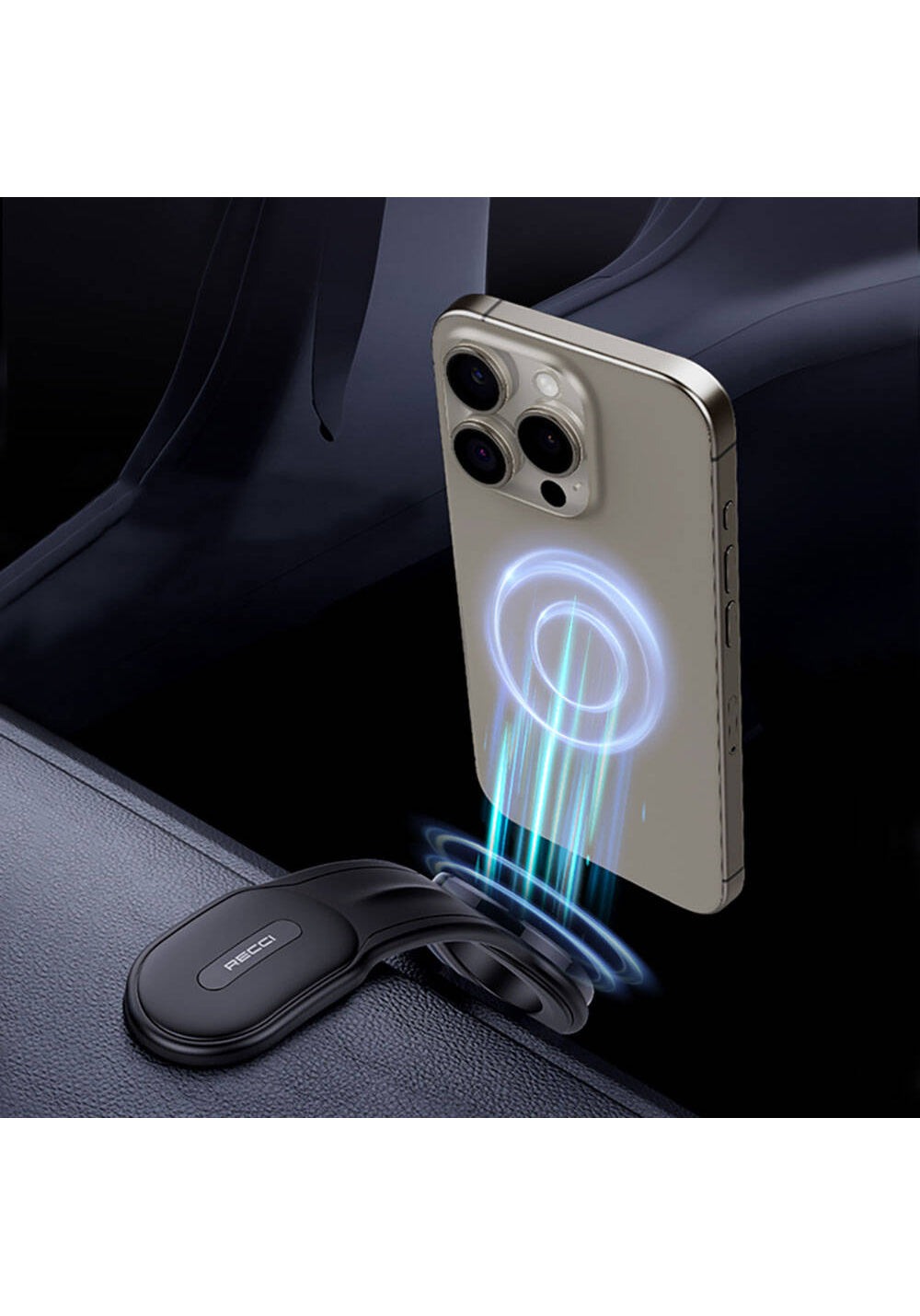 Recci RHO-C40 Magnetik M-safe Uyumlu Bükülebilen Eğimli ve Düz Zemin Araç Telefon Tutucu
