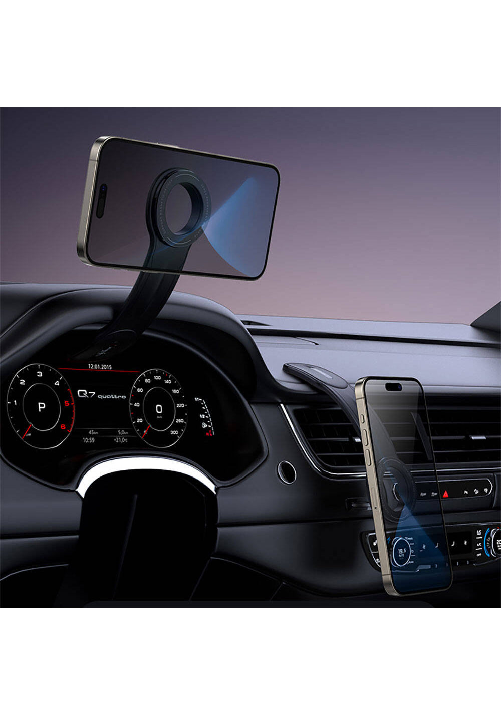 Recci RHO-C40 Magnetik M-safe Uyumlu Bükülebilen Eğimli ve Düz Zemin Araç Telefon Tutucu