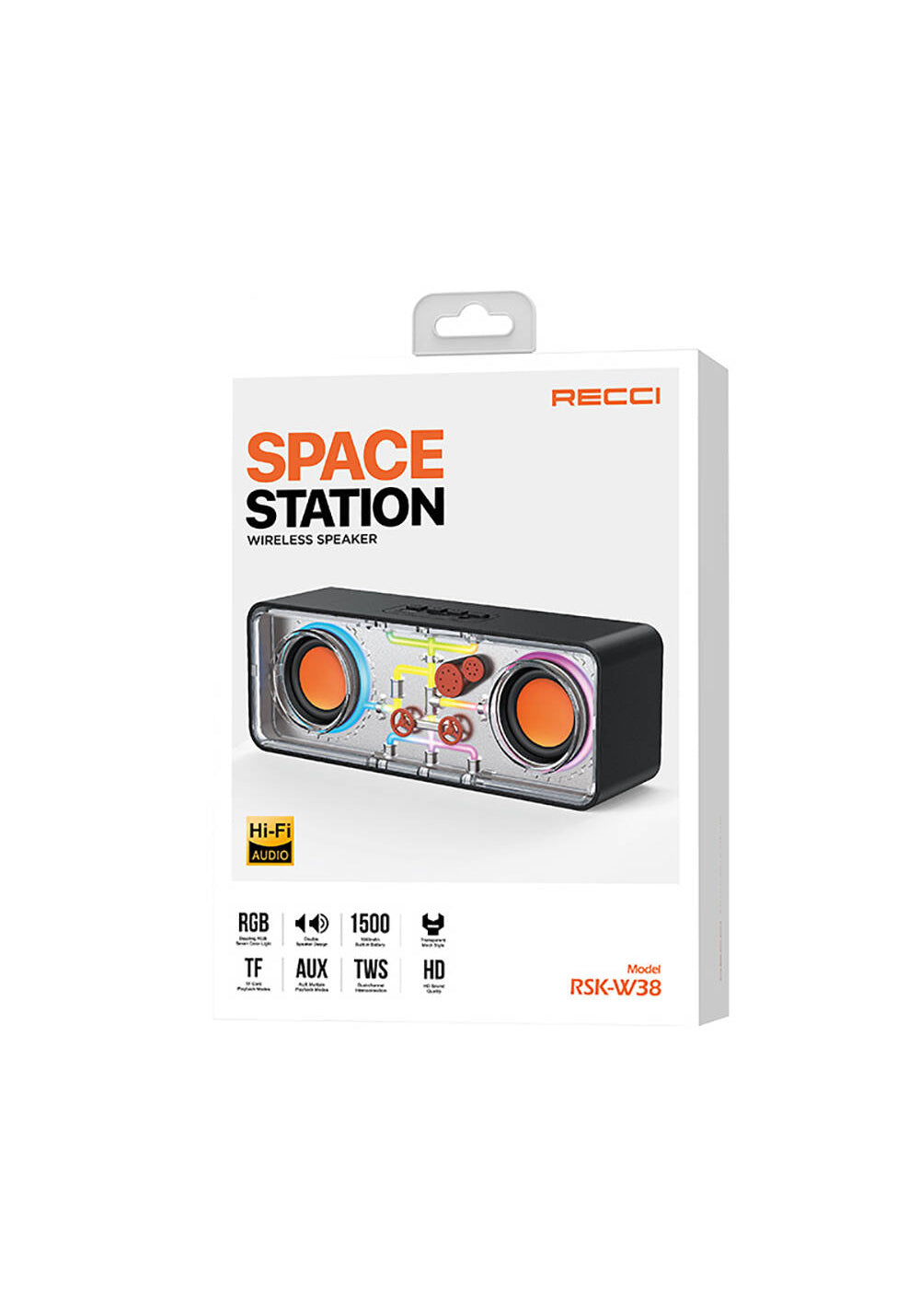 Recci RSK-W38 Space Station Serisi RGB Led Işıklı Bluetooth Hoparlör FM Radio Özellikli