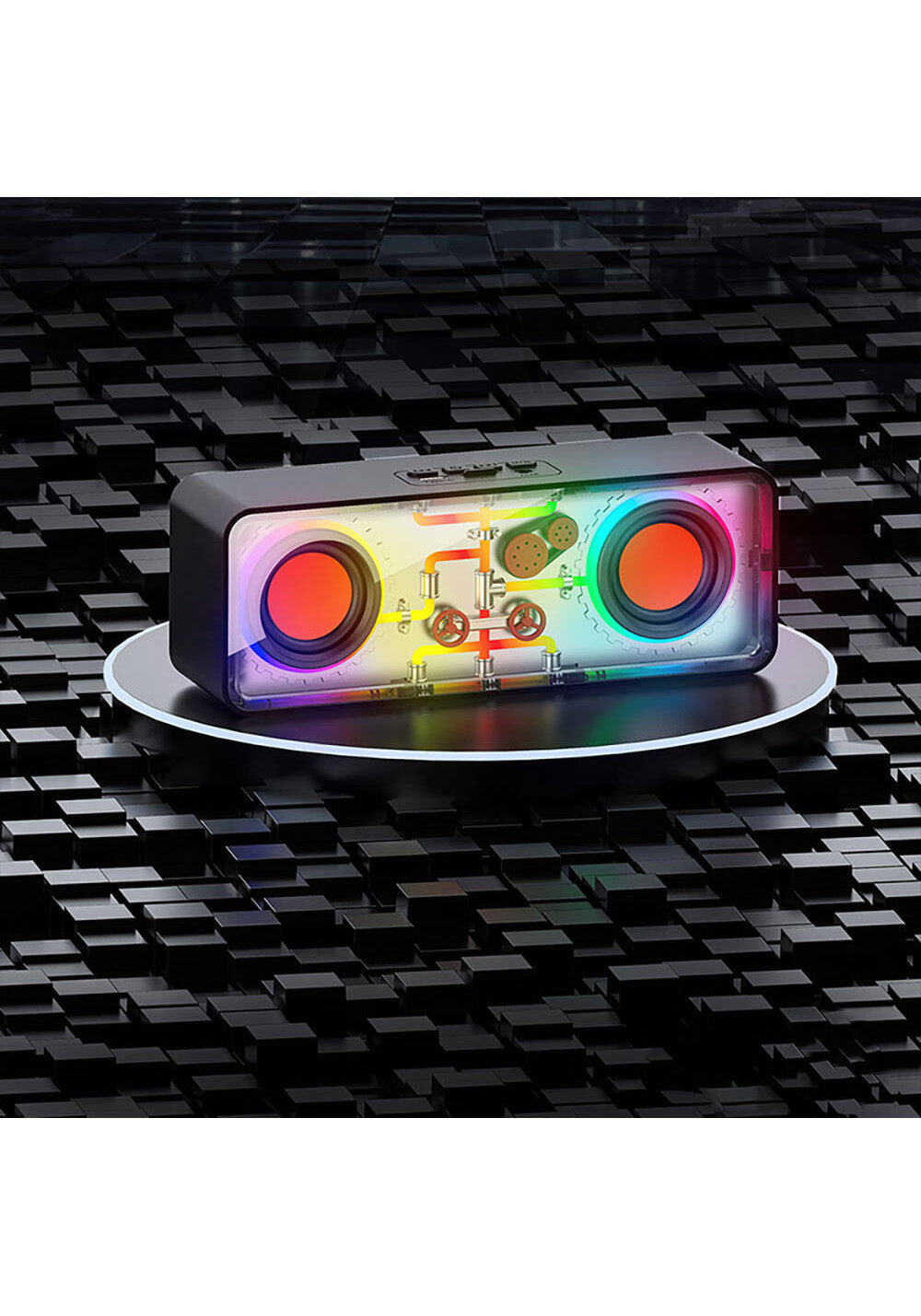 Recci RSK-W38 Space Station Serisi RGB Led Işıklı Bluetooth Hoparlör FM Radio Özellikli