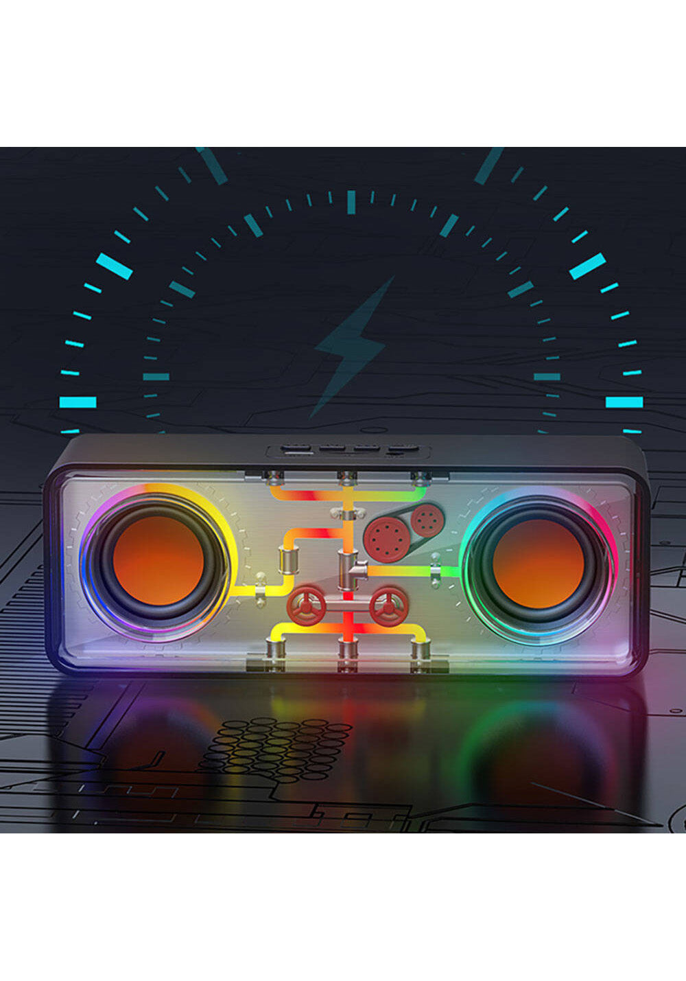 Recci RSK-W38 Space Station Serisi RGB Led Işıklı Bluetooth Hoparlör FM Radio Özellikli