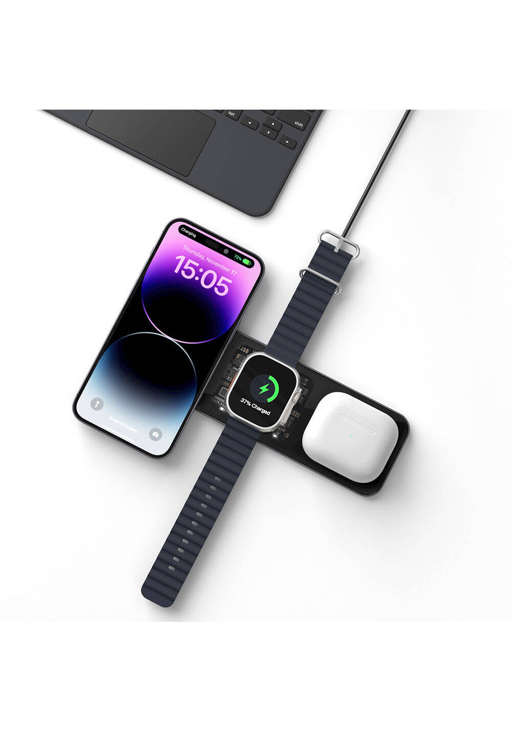 Wiwu Wi-W010 Matrix 3in1 Magnetik Kablosuz Şarj Standı