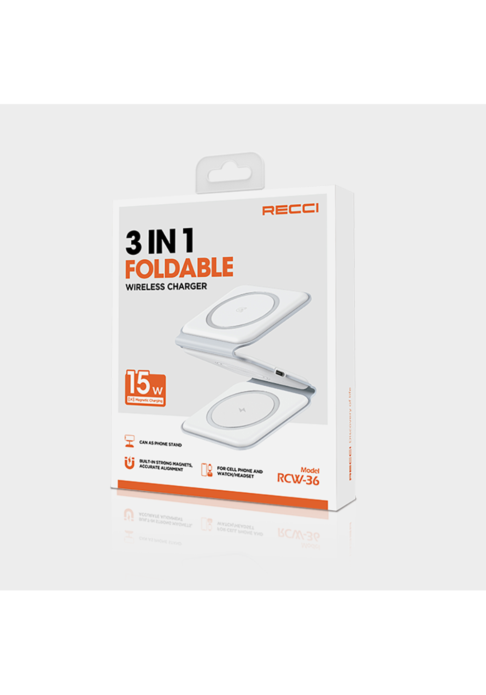 Recci RCW-36 3in1 Katlanabilir Magnetik Kablosuz Şarj Standı