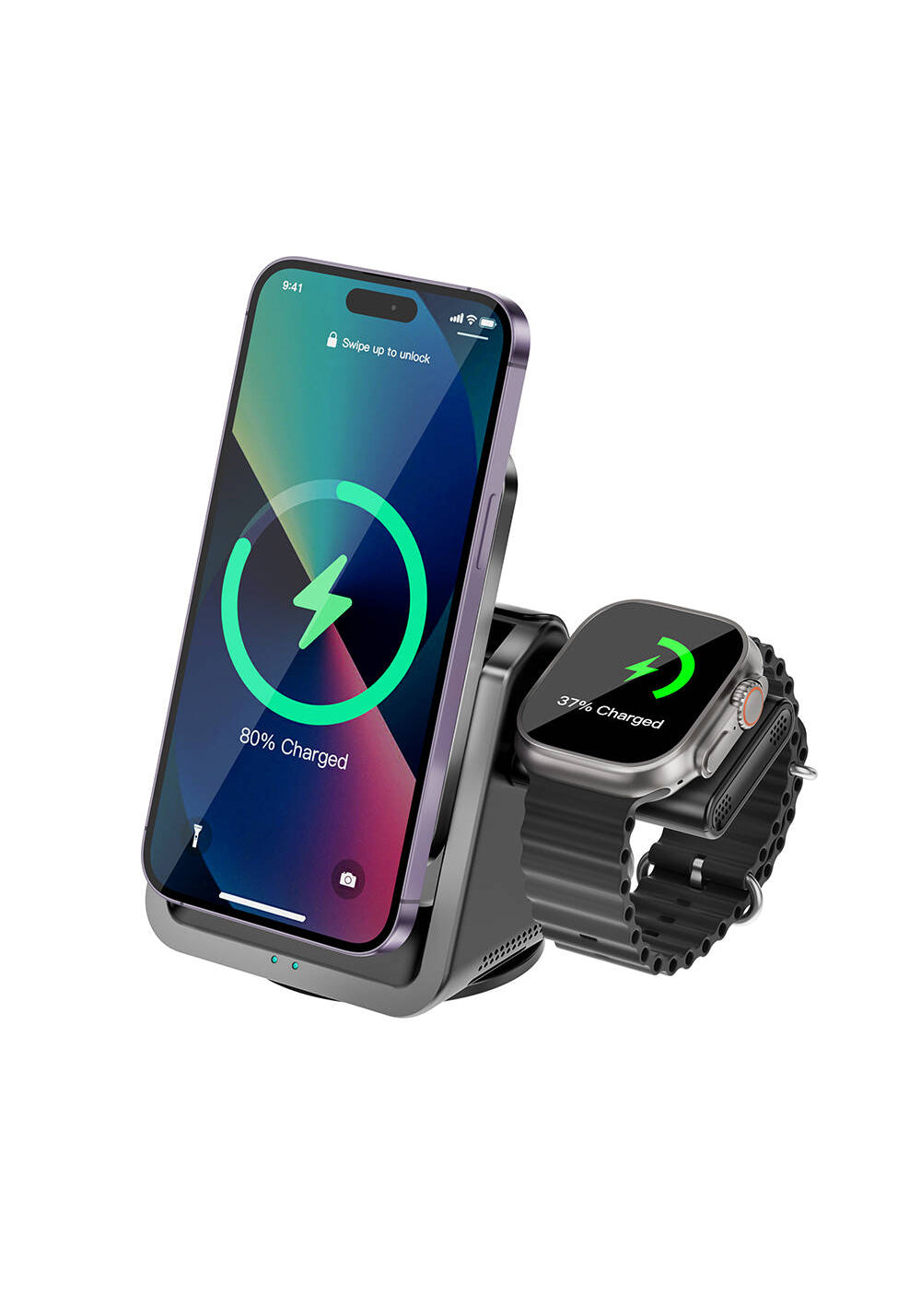 Wiwu Wi-W018 Coolpad Serisi Telefon ve Akıllı Saat İçin 15W 3in1 Kablosuz Şarj Standı