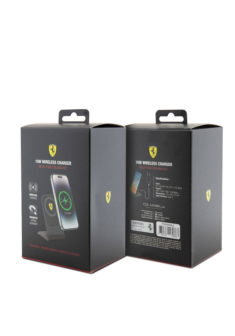 Ferrari Orijinal Lisanslı Katlanabilir Baskılı Shield Logolu Standlı Magnetik Kablosuz Şarj Standı