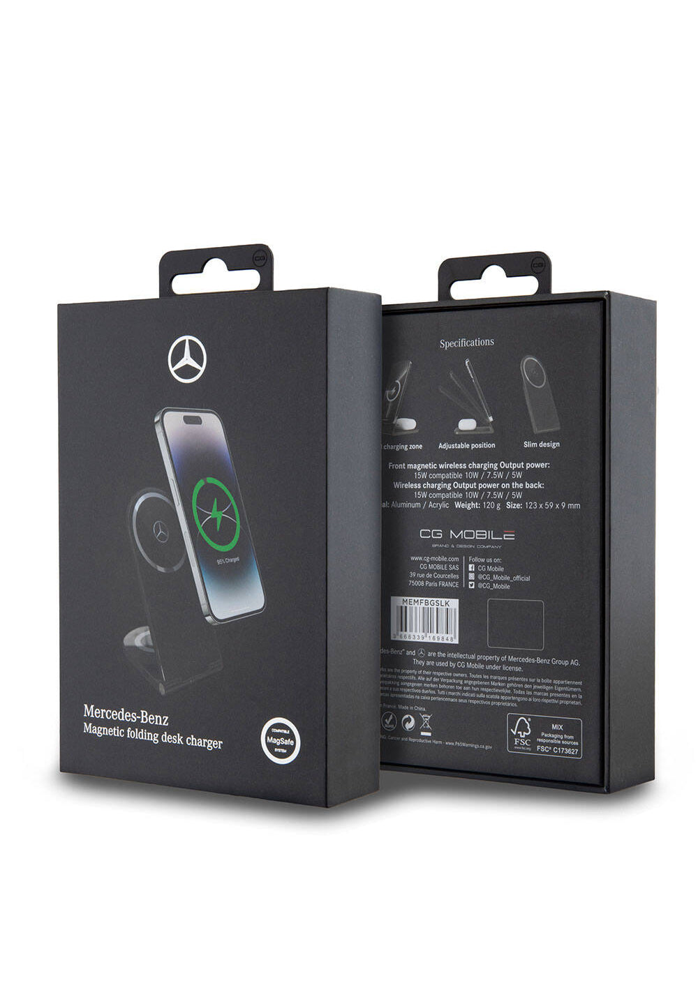 Mercedes Benz Orijinal Lisanslı Katlanabilir Baskı Yıldız Logolu Magnetik Kablosuz Şarj Standı
