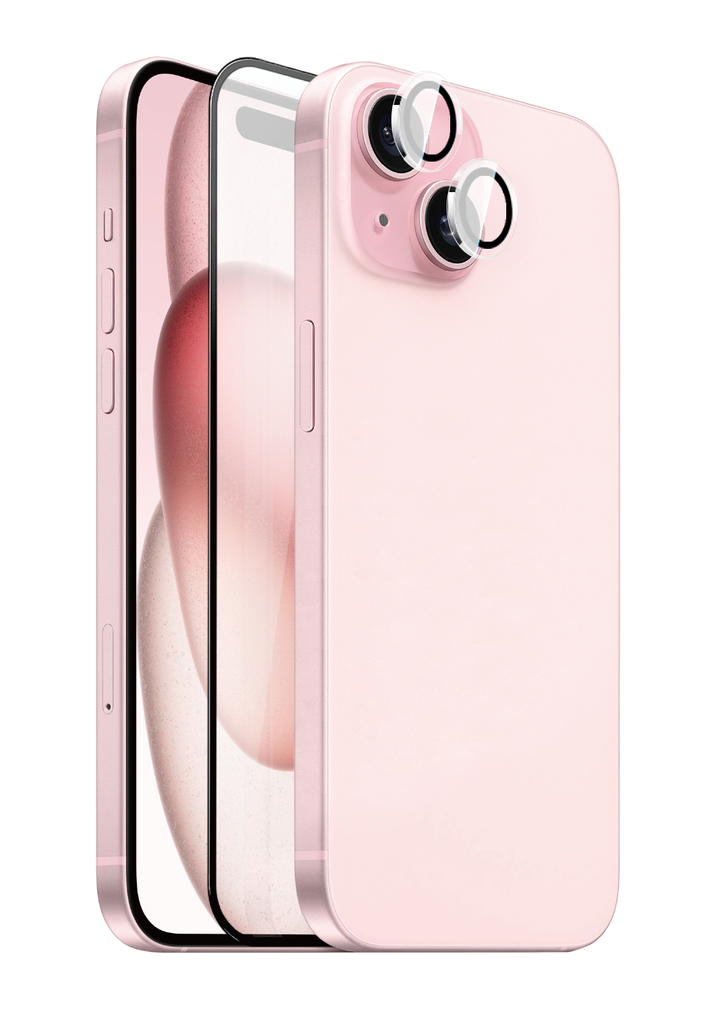 Apple iPhone 15 Wiwu Wi-IP002 2in1 Temperli Cam Ahize Toz Önleyici Ekran Koruyucu ve Kamera Lens Koruyucu Set