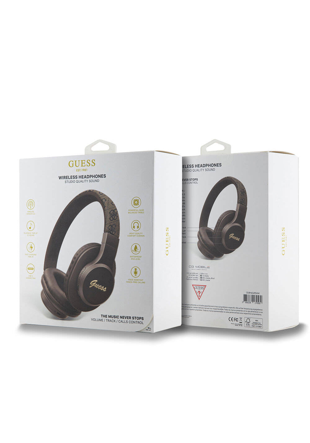 Guess Orijinal Lisanslı PU 4G Desenli Metal Yazı Logolu Tone On Tone Kulak Üstü Bluetooth Kulaklık