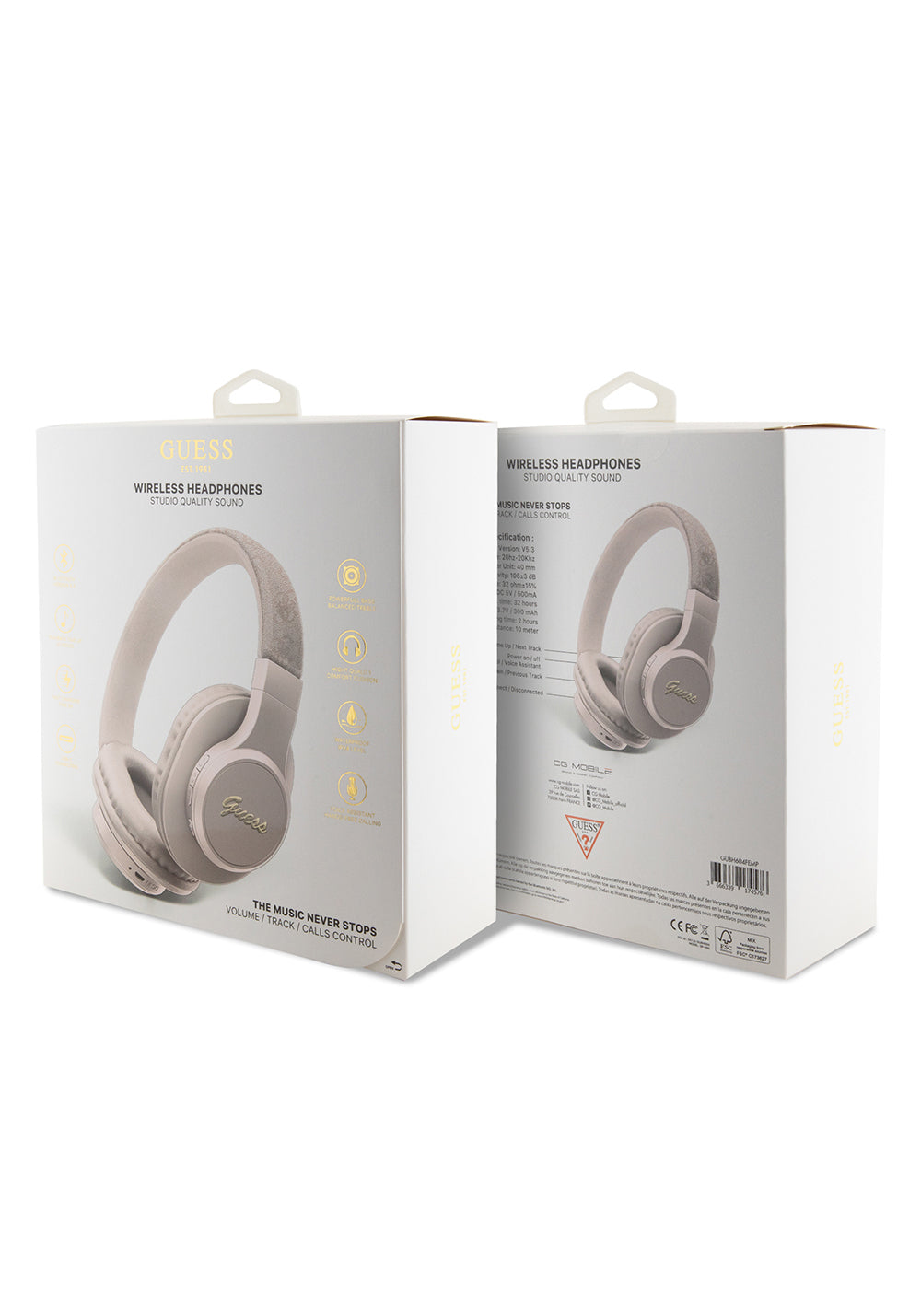 Guess Orijinal Lisanslı PU 4G Desenli Metal Yazı Logolu Tone On Tone Kulak Üstü Bluetooth Kulaklık