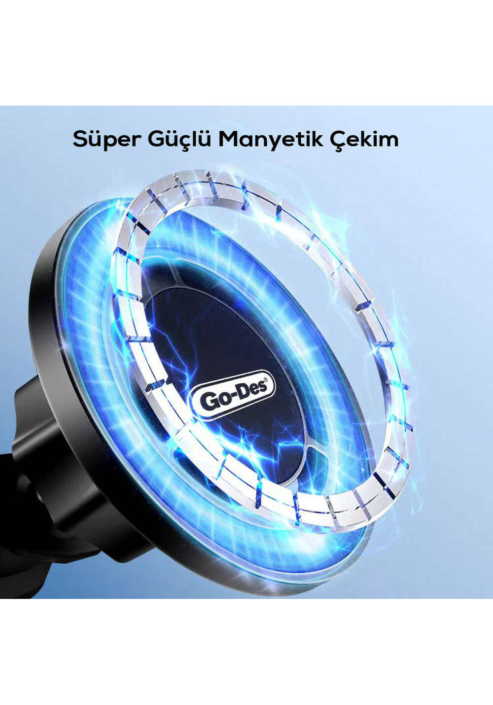 Go Des GD-HD911 M-safe Magnetik Özellikli 360° Dönebilen Havalandırma ve Düz Zemin Telefon Tutucu