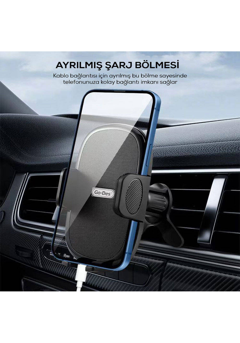 Go Des GD-HD936 360° Dönebilen ve Uzayan Başlıklı Araç Telefon Tutucu