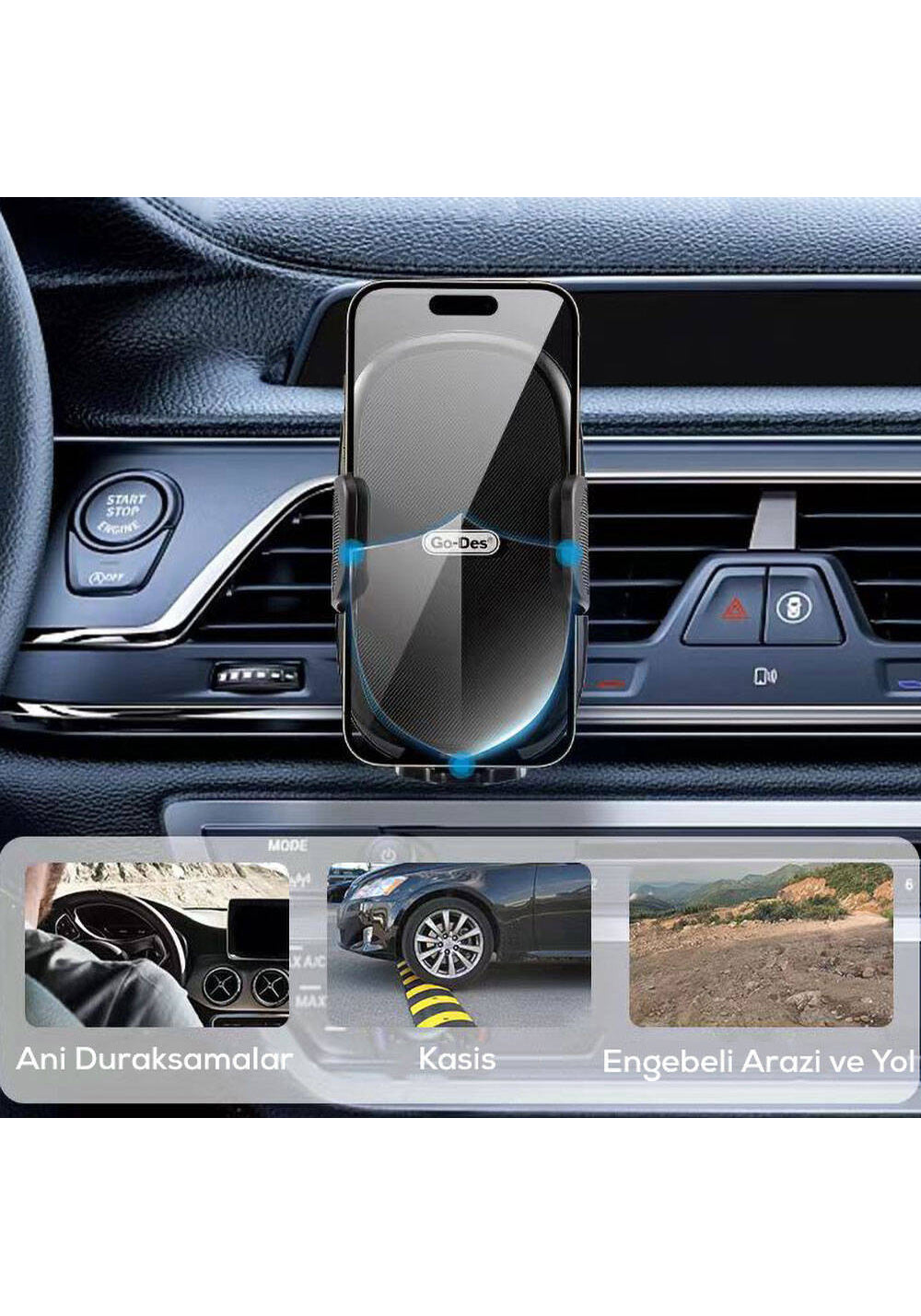 Go Des GD-HD936 360° Dönebilen ve Uzayan Başlıklı Araç Telefon Tutucu