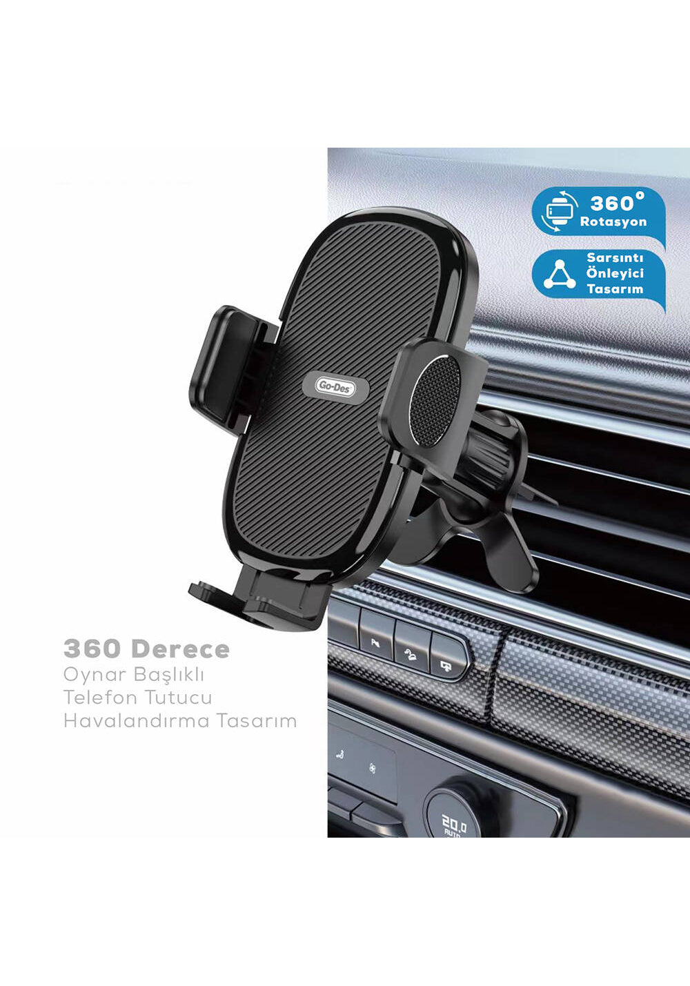 Go Des GD-HD936 360° Dönebilen ve Uzayan Başlıklı Araç Telefon Tutucu