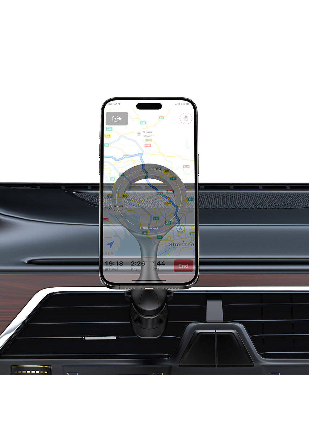 Recci RHO-C42 M-safe Magnetik 360° Dönebilen Havalandırma Tasarım Araç Telefon Tutucu