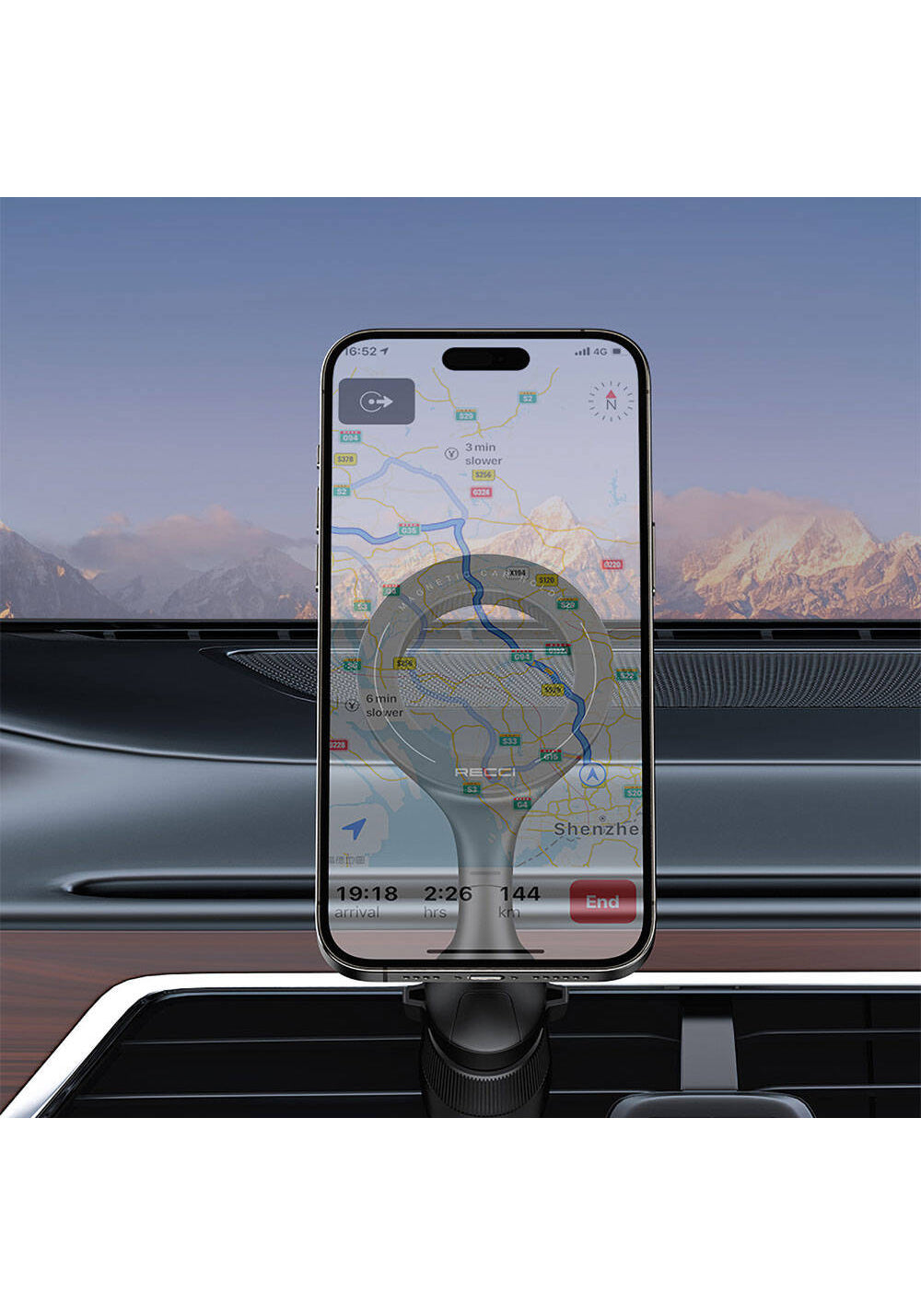 Recci RHO-C42 M-safe Magnetik 360° Dönebilen Havalandırma Tasarım Araç Telefon Tutucu