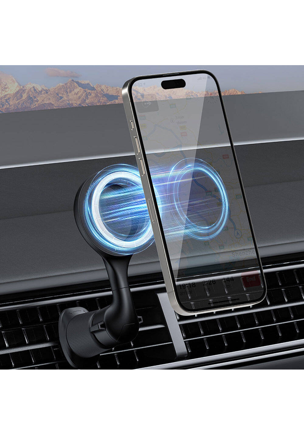 Recci RHO-C42 M-safe Magnetik 360° Dönebilen Havalandırma Tasarım Araç Telefon Tutucu