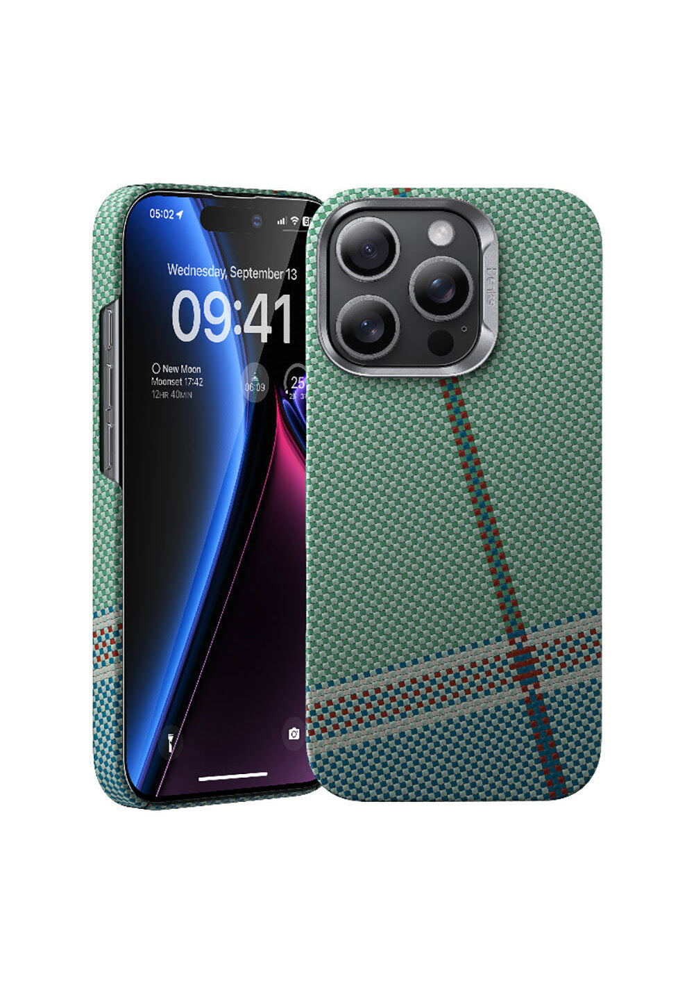 Apple iPhone 16 Pro Max Kılıf Manyetik Şarj Uyumlu Karbon Fiber Tasarımlı Benks Passion Green ArmorAir Kevlar Kapak