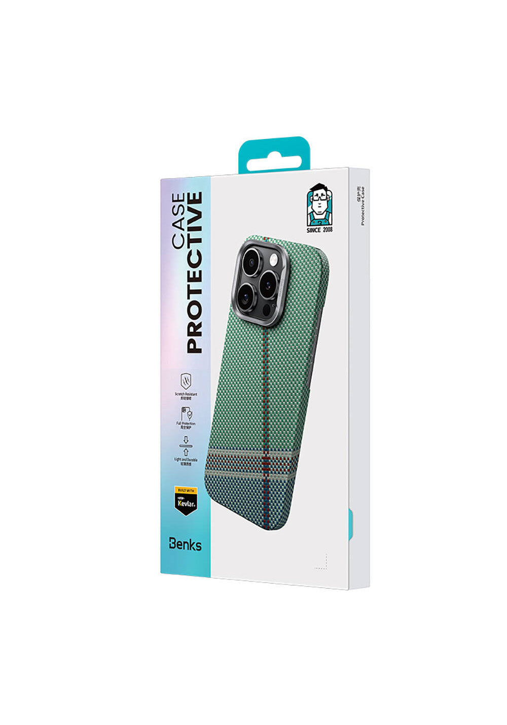 Apple iPhone 16 Pro Max Kılıf Manyetik Şarj Uyumlu Karbon Fiber Tasarımlı Benks Passion Green ArmorAir Kevlar Kapak