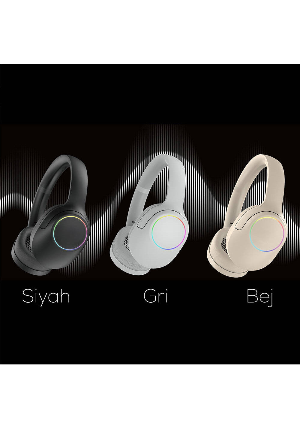 Lapas LP-HD003 RGB LED Işıklı Kulak Üstü Bluetooth v5.4 Kulaklık
