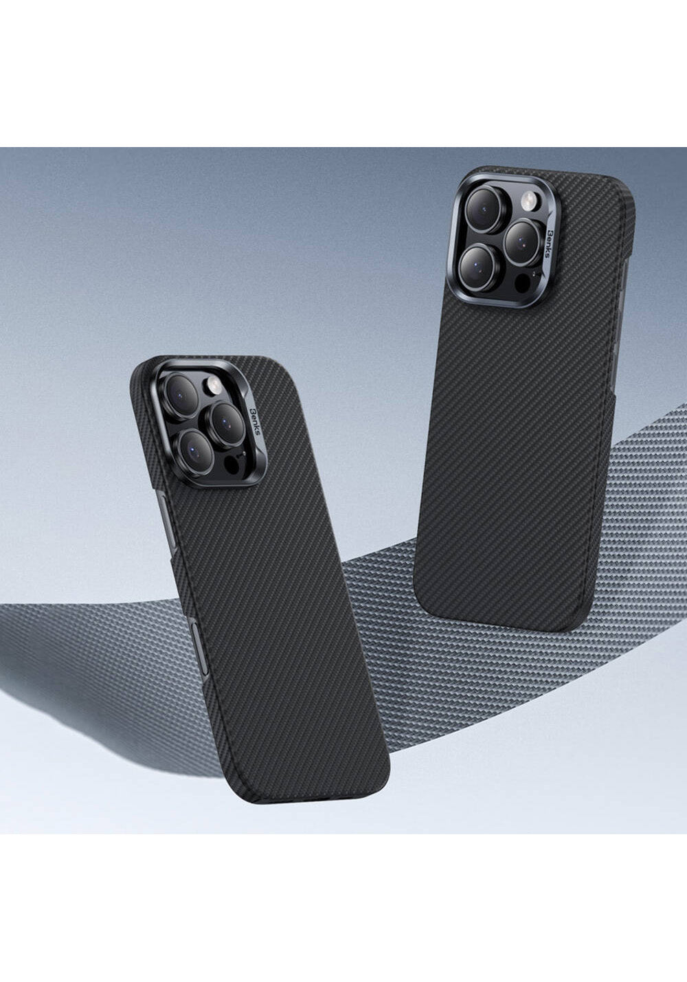 Apple iPhone 16 Kılıf Benks Manyetik Şarj Uyumlu Magnetik ArmorAir 600D Kevlar Karbon Fiber Kapak