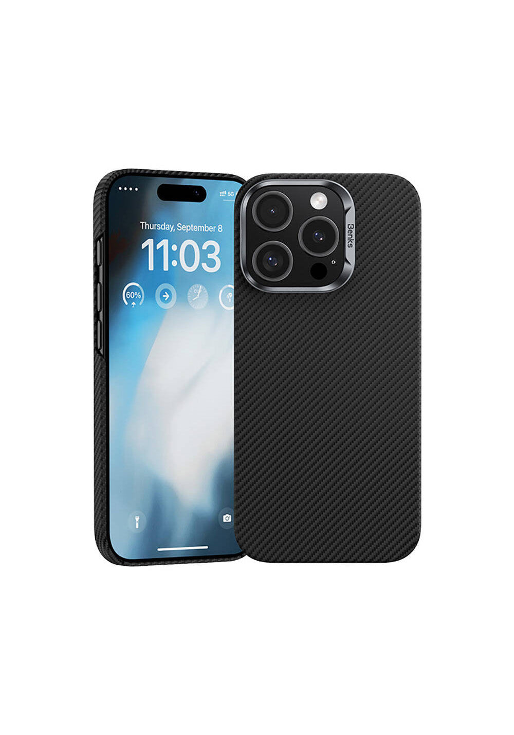 Apple iPhone 16 Pro Max Kılıf Benks Manyetik Şarj Uyumlu Magnetik ArmorAir 600D Kevlar Karbon Fiber Kapak