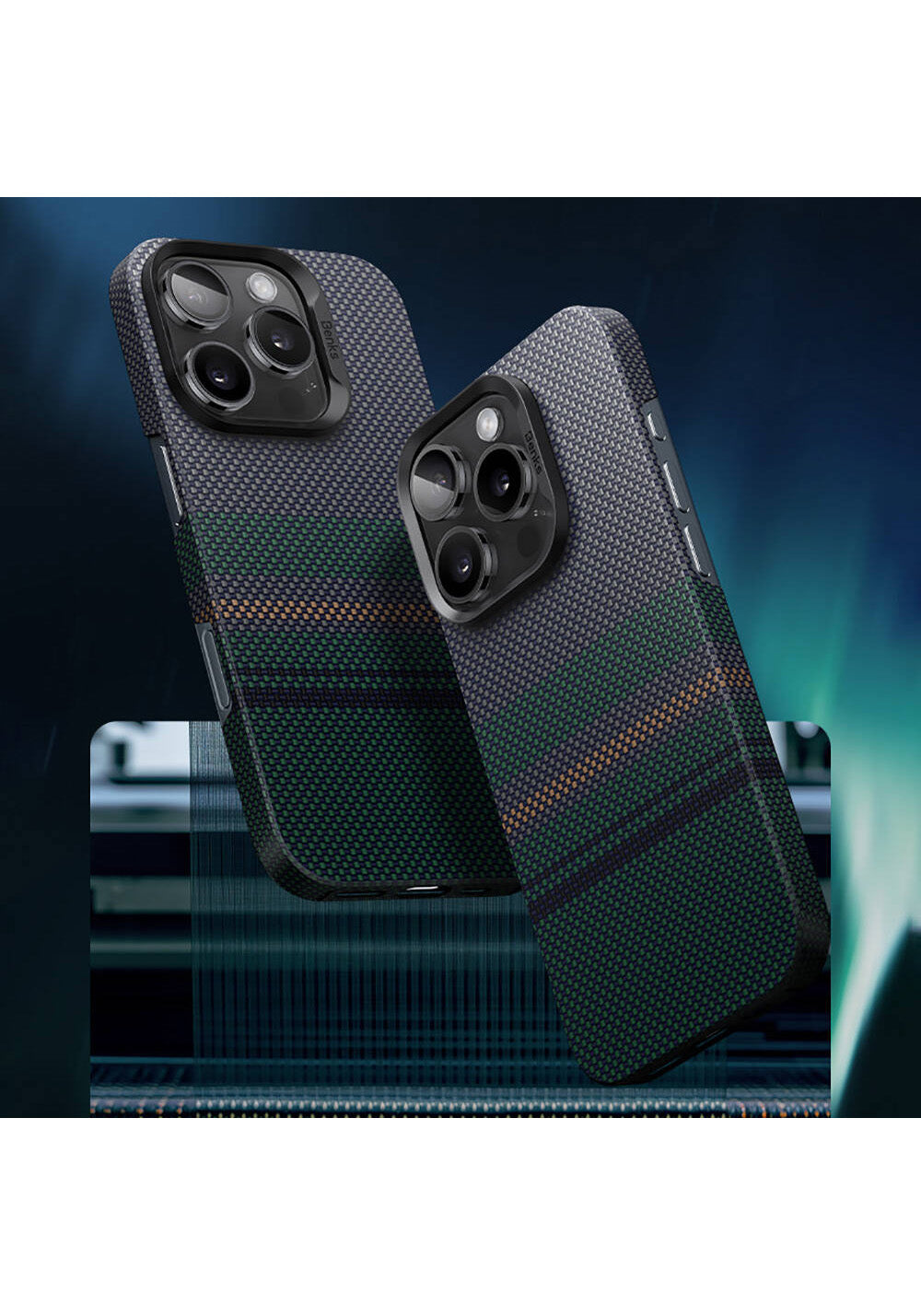 Apple iPhone 16 Pro Kılıf Manyetik Şarj Uyumlu Karbon Fiber Tasarımlı Benks Aurora ArmorAir Kevlar Kapak