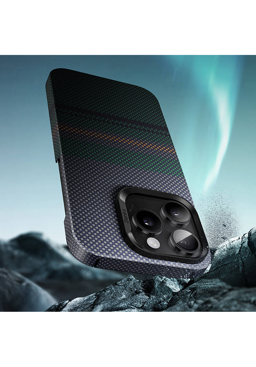 Apple iPhone 16 Pro Kılıf Manyetik Şarj Uyumlu Karbon Fiber Tasarımlı Benks Aurora ArmorAir Kevlar Kapak