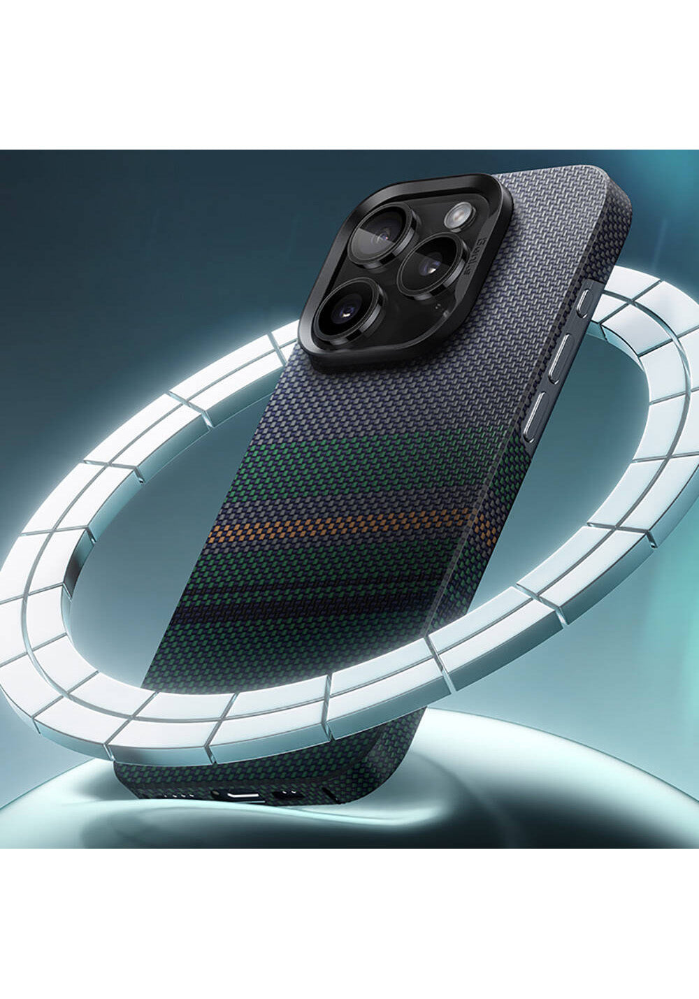 Apple iPhone 16 Pro Max Kılıf Manyetik Şarj Uyumlu Karbon Fiber Tasarımlı Benks Aurora ArmorAir Kevlar Kapak