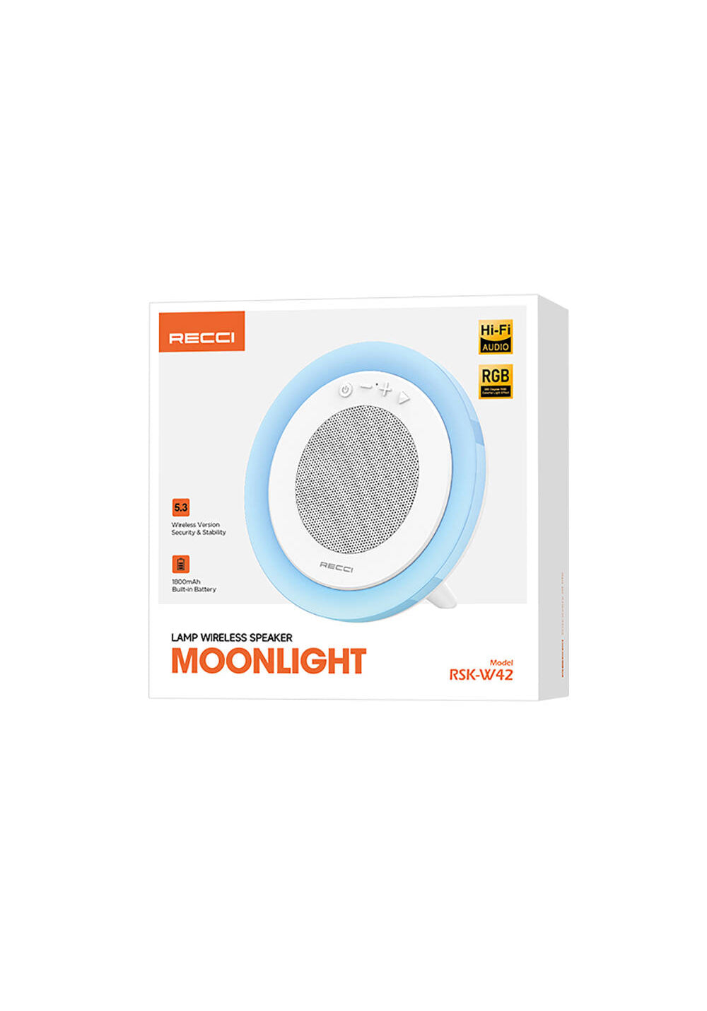 Recci RSK-W42 Moonlight Serisi RGB Işıklı Kablosuz Bluetooth v5.3 Hoparlör