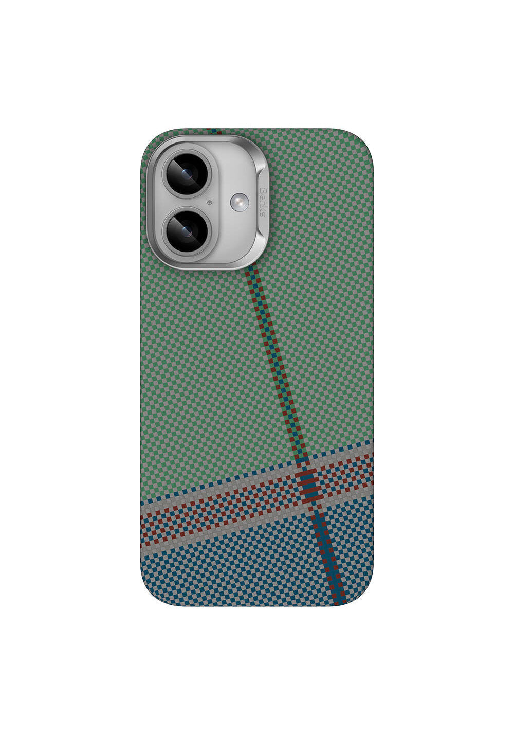Apple iPhone 16 Plus Kılıf Manyetik Şarj Uyumlu Karbon Fiber Tasarımlı Benks Passion Green ArmorAir Kevlar Kapak
