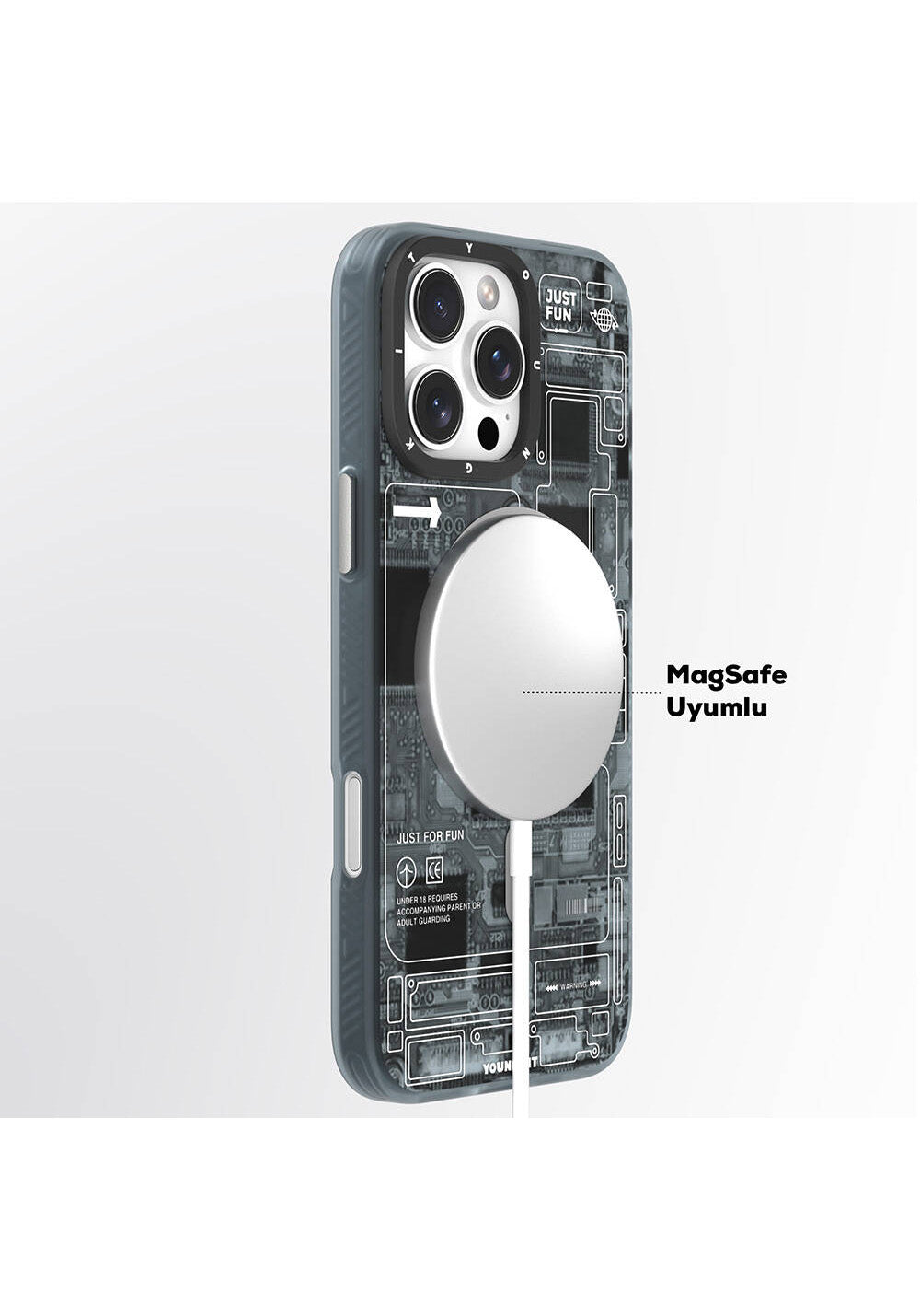Apple iPhone 16 Pro Max Kılıf Manyetik Şarj Uyumlu Youngkit Technology Serisi Kapak