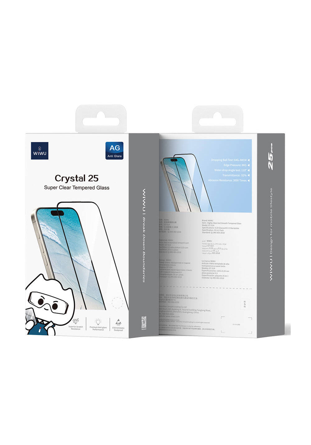 Apple iPhone 16 Plus Wiwu GT-014 Polimer Oleofobik Kaplama Şeffaf Pürüzsüz Temperli Cam Ekran Koruyucu 25'li Paket