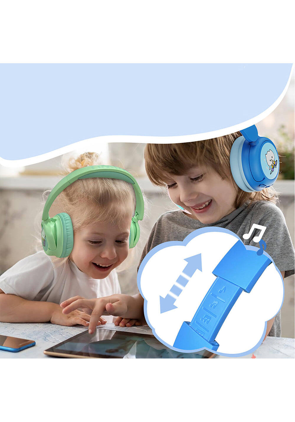 Wiwu KTD-02 Ayarlanabilir Kulak Üstü Kablolu ve Bluetooth 5.3 Çocuk Kulaklığı