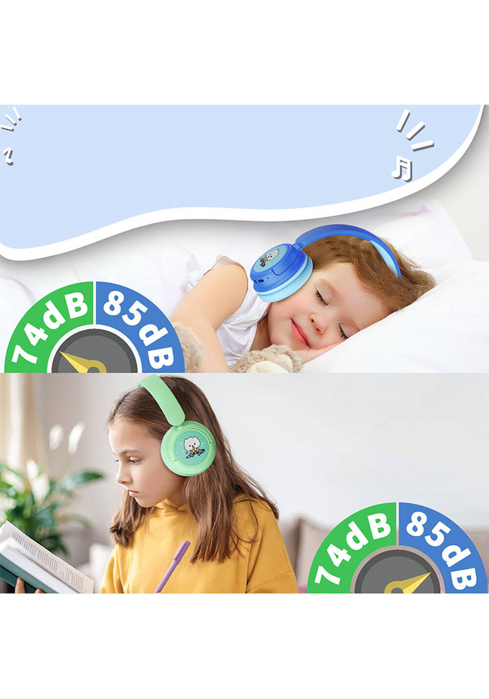 Wiwu KTD-02 Ayarlanabilir Kulak Üstü Kablolu ve Bluetooth 5.3 Çocuk Kulaklığı