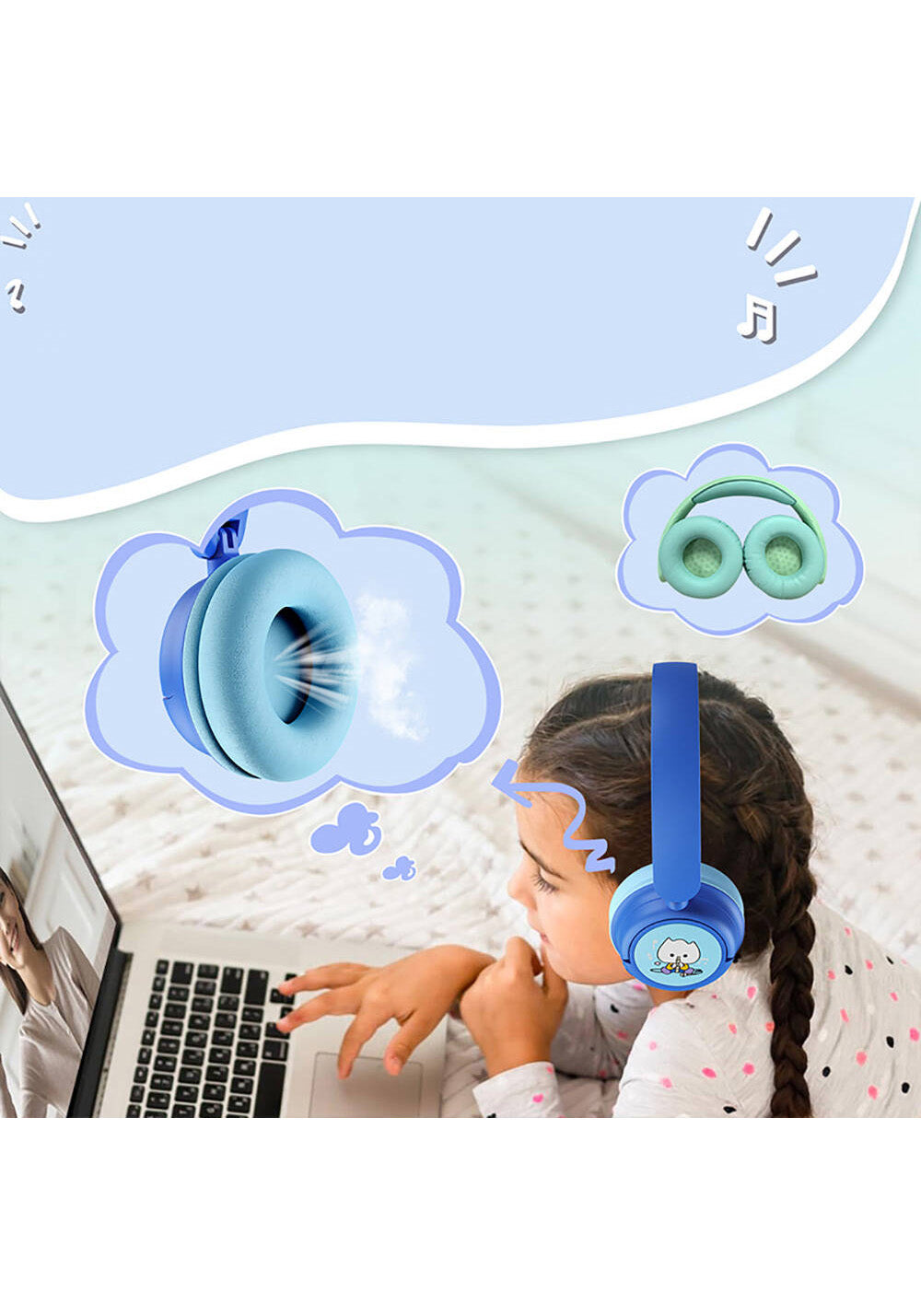 Wiwu KTD-02 Ayarlanabilir Kulak Üstü Kablolu ve Bluetooth 5.3 Çocuk Kulaklığı