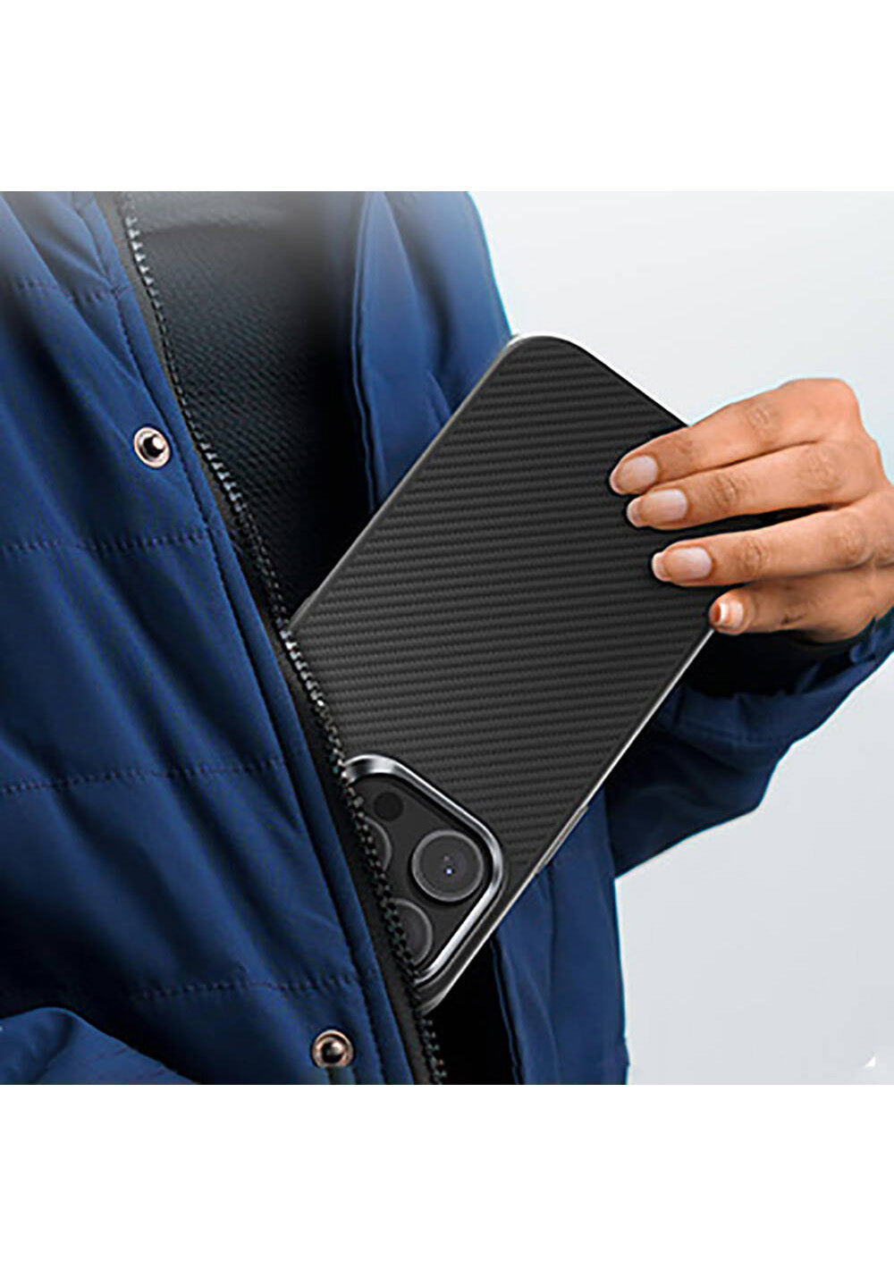 Apple iPhone 16 Kılıf Karbon Fiber Manyetik Şarj Uyumlu Benks Hybrid ArmorPro 600D Kevlar Kapak